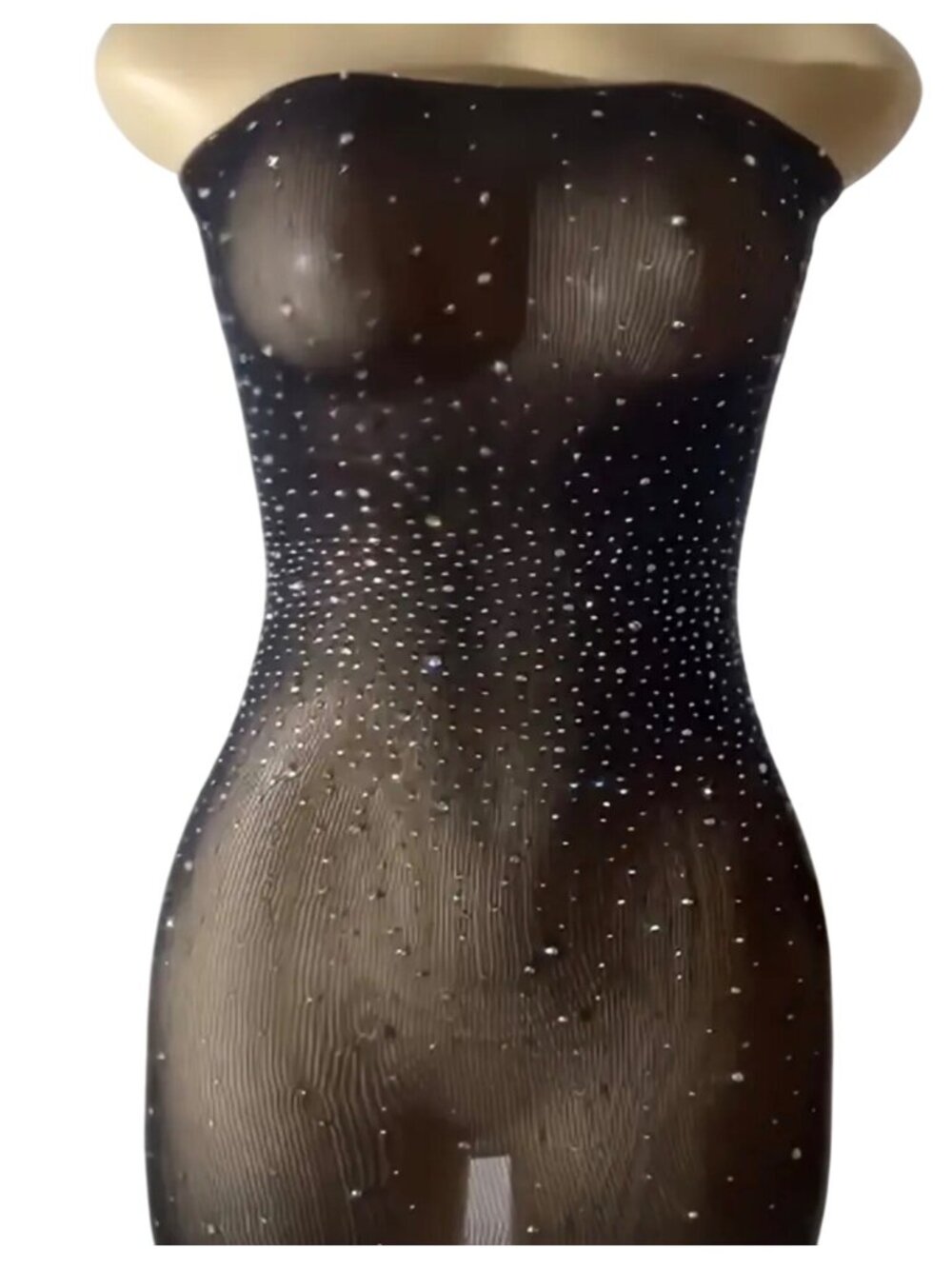 Sheer Black Rhinestone Mesh Tube Dress*Sparkle*Sissy*Femboy*Cosplay*One Size*NIP